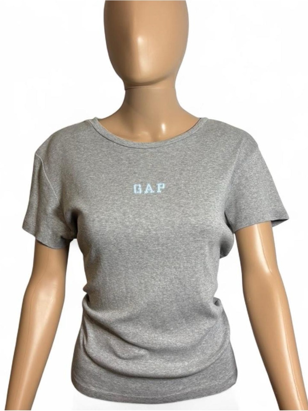 GAP Gray Short-Sleeve Crewneck Tee with Small Logo